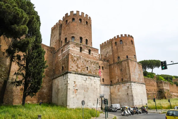 Ancient Ruins Rome Italy Porta San Sebastiano Porta Appia Gate — Foto de Stock