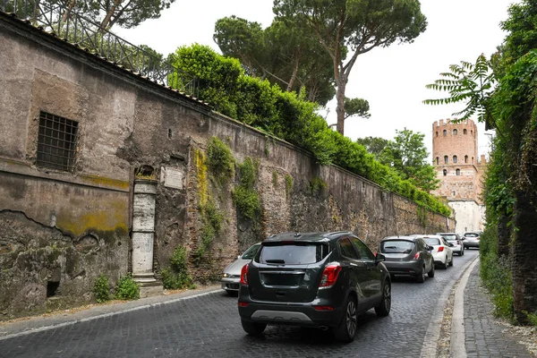 Ancient Ruins Rome Italy 1St Milestone Appia Appian Way Porta — Foto de Stock