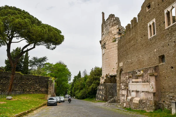 Ancient Ruins Rome Italy Tomb Caecilia Metella Mausoleo Cecilia Metella — Foto de Stock