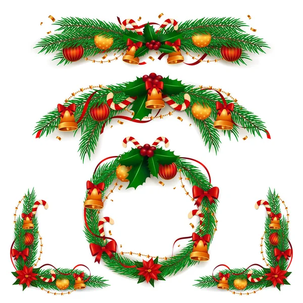 Noël ou Nouvel An éléments de décoration, ensemble. — Image vectorielle