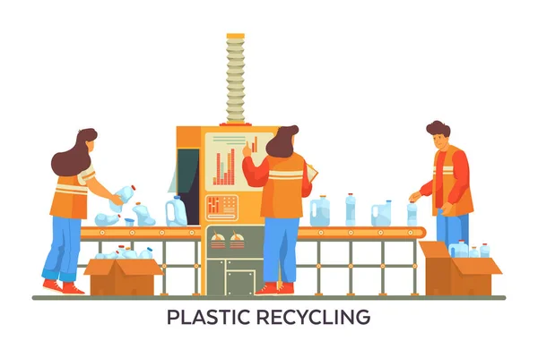 Plastic waste recycling process, vector eco banner — ストックベクタ