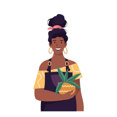 Çiçekçi ev bitkisi, vektör simgesi veya afişi ile.