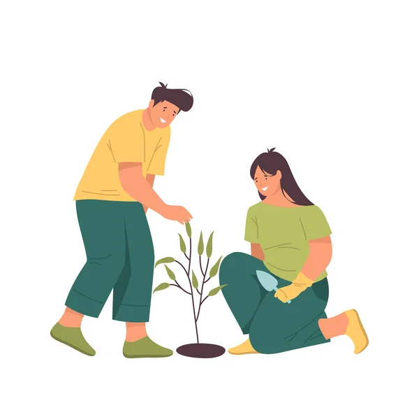People planting a tree, vector banner or icon — Image vectorielle