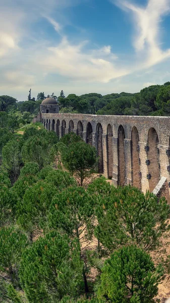 Pegoes Aqueduct Castle Convent Order Christ Tomar Portugal Aqueducts Water — Stock Photo, Image