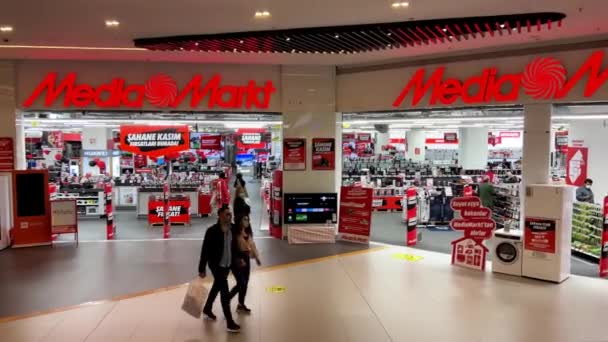 Istanbul Turkey December 2021 People Shopping Media Markt Electronics Store — Stock Video