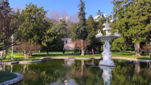 Estambul Turquía Diciembre 2021 Turistas Visitan Palacio Dolmabahce Sus Jardines — Vídeo de stock