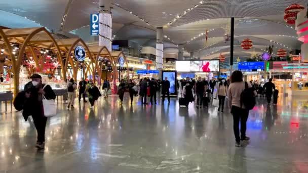 Istanbul Turkey December 2021 Interior View Istanbul New Airport New — Stockvideo