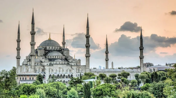 Mezquita Sultanahmet También Conocida Como Mezquita Azul Plaza Sultanahmet Atardecer — Foto de Stock