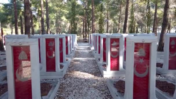 Canakkale Dardanelles Turkey Φεβρουάριος 2022 Αναμνηστικό Στρατιωτικό Νεκροταφείο Τούρκων Μαρτύρων — Αρχείο Βίντεο