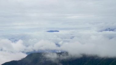 Clouds over Costa Rica rainforest in Poas National Park of Costa Rica. Mist raining down on nature.