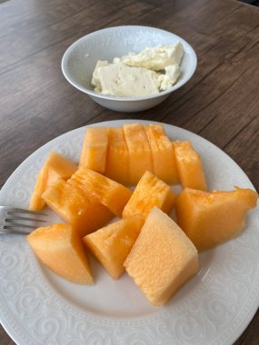 Turkish Melon and Cheese. Ready to Fresh Summer Food. Organic Food.