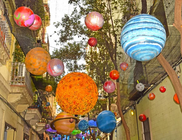 Ruas Decoradas Fiestas Gracia Barcelona Espanha — Fotografia de Stock