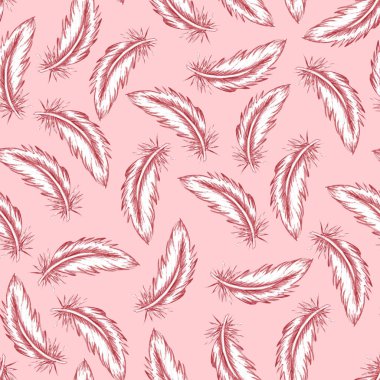 Suluboya Tüy deseni. Zarif pembe ve tüylü kusursuz boho tarzı. .