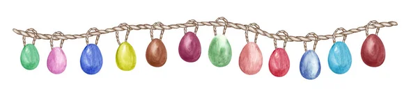 Renkli Yumurtalı Suluboya Çelenk Paskalya Yumurtaları Bahar Dekorasyonu — Stok fotoğraf