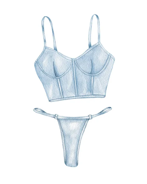 Watercolor lingerie. Hand draw underwear. Fashion illustration. — Stock Photo, Image