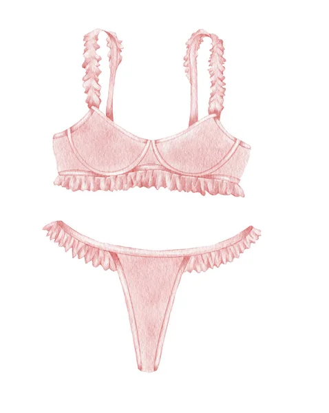 Lingerie aquarela. Roupa interior à mão. Ilustração da moda. — Fotografia de Stock