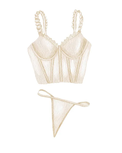 Aquarel lingerie. Handtekenondergoed. Modeillustratie. — Stockfoto