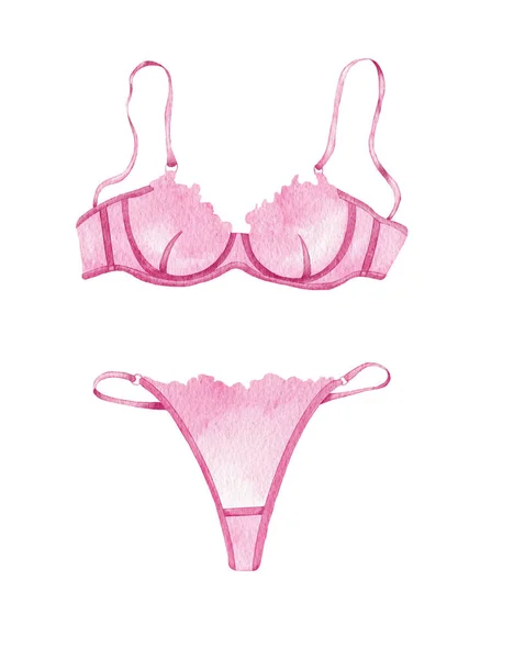 Lingerie aquarela. Roupa interior à mão. Ilustração da moda. — Fotografia de Stock