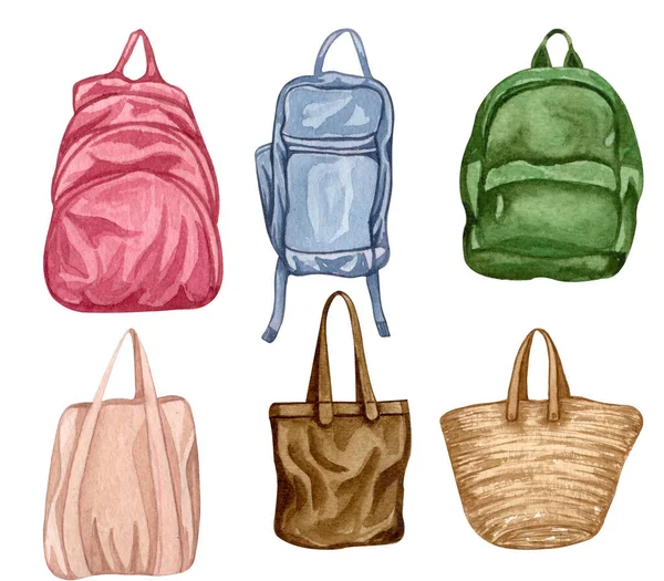 Retro Leather Bag Design Watercolor Hand Painted Postman Bag Illustration —  Fotos de Stock