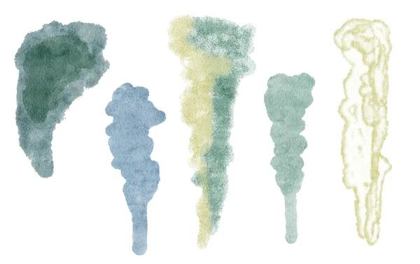 Aquarell Abstrakte Blaue Und Grüne Stimmungsmalerei — Stockfoto