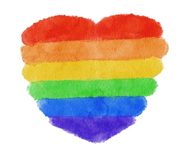 Watercolor Hand Painted Colorful Rainbow illustration. Pride Flag Isolated