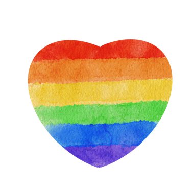 Watercolor Hand Painted Colorful Rainbow illustration. Pride Flag Isolated