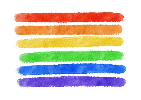 Watercolor Hand Painted Colorful Rainbow Illustration Pride Flag Isolated — Stock Photo, Image