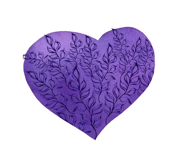 Set Van Aquarelhartjes Paarse Kleuren Handgetekende Valentijnskaart Hart Viplet Blauw — Stockfoto