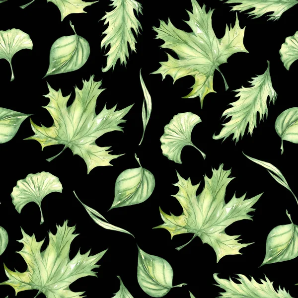 Όμορφη Απρόσκοπτη Μοτίβο Φθινόπωρο Ακουαρέλα Πολύχρωμα Φύλλα Πτώση Φόντο Ακουαρέλα — Φωτογραφία Αρχείου