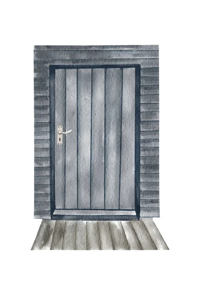 Входная Дверь Крытое Крыльцо Нового Дома Снаружи Массивная Деревянная Дверь — стоковое фото