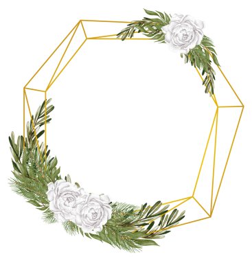 Lüks geometrik çokyüzlü, düğün davetiyesi deco tarzı tasarım, Yaprak ya da çiçek koyabilirsiniz