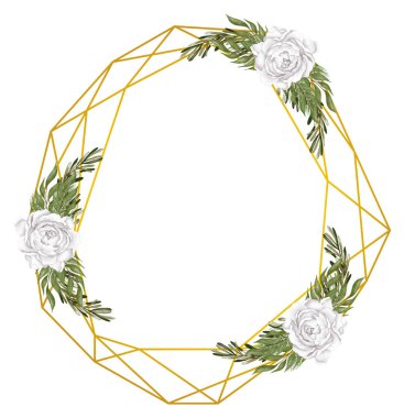 Lüks geometrik çokyüzlü, düğün davetiyesi deco tarzı tasarım, Yaprak ya da çiçek koyabilirsiniz