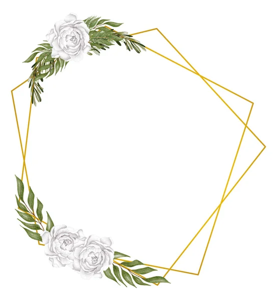 Lüks Geometrik Çokyüzlü Düğün Davetiyesi Deco Tarzı Tasarım Yaprak Çiçek — Stok fotoğraf