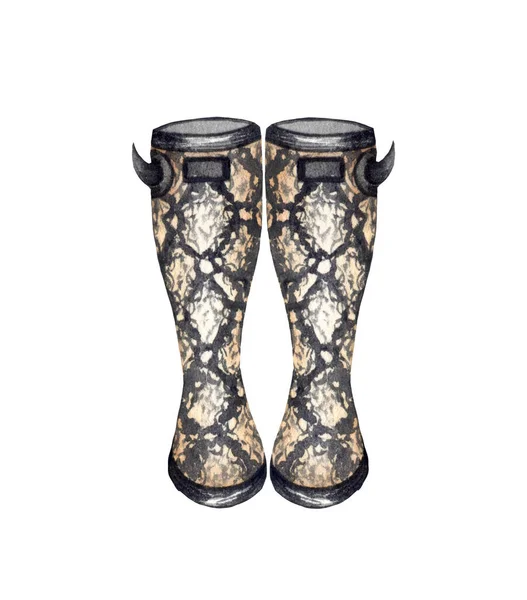 Collezione Wellies Stampa Animalier Stivali Gomma Autunno Concetto Autunno Illustrazione — Foto Stock