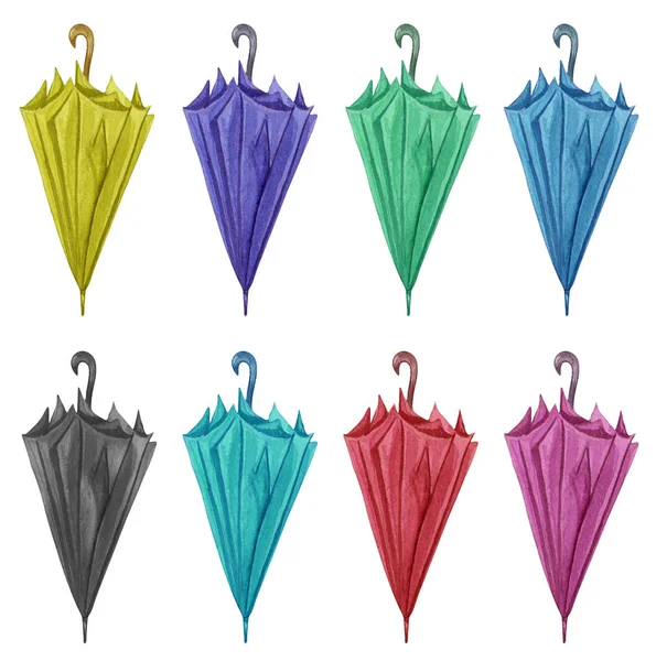 Akvarell Esernyő Őszi Háttér Csukott Esernyő Tervezési Sablon Címke Banner — Stock Fotó