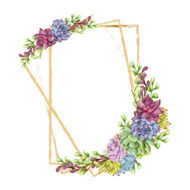 Yeşillik, sulu ve dallar beyaz arka planda çerçevelenmiş. Davet ya da tebrik kartı, pankart, arkaplan için güzel şablon.