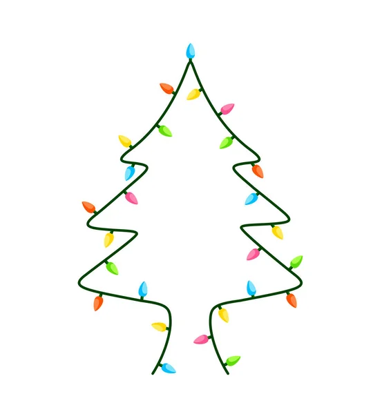 Lumière Noël Forme Arbre Noël Joyeux Noël Heureux Concept Nouvelle — Image vectorielle