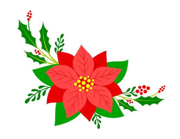 Arranjos Flores Natal Com Galhos Abeto Feliz Natal Ilustração Vetorial — Vetor de Stock