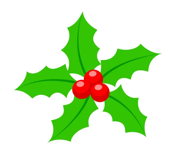Fleur Noël Houx Baie Joyeux Noël Illustration Vectorielle — Image vectorielle