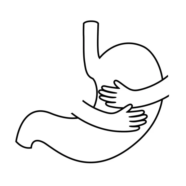 拥抱胃轮廓风格 人体内部器官 图标的设计 矢量说明 — 图库矢量图片