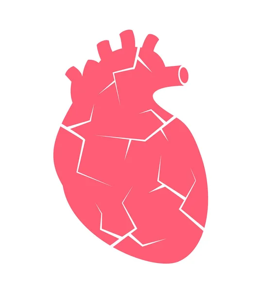 Damage Human Heart Heart Disease Health Care Concept Vector Illustration — Archivo Imágenes Vectoriales