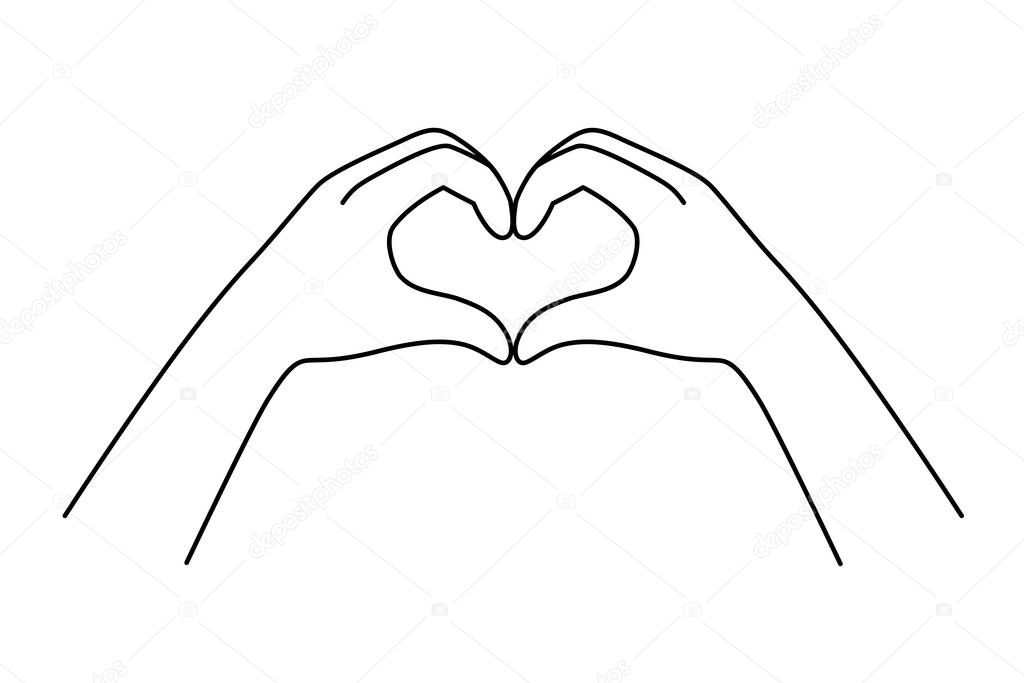 I love you heart sign. Valentine day and expression to you. Message of love using hand gesture. Vector illustration.