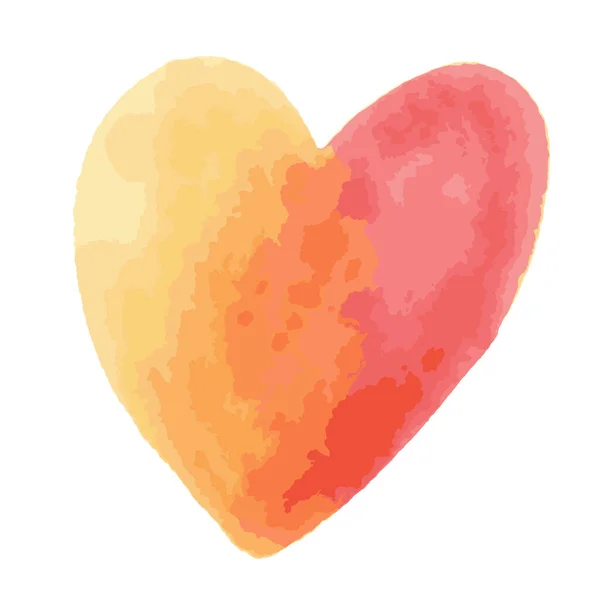 Watercolor Hand Painting Yellow Red Heart Shape Illustration Valentines Day — Stock Vector