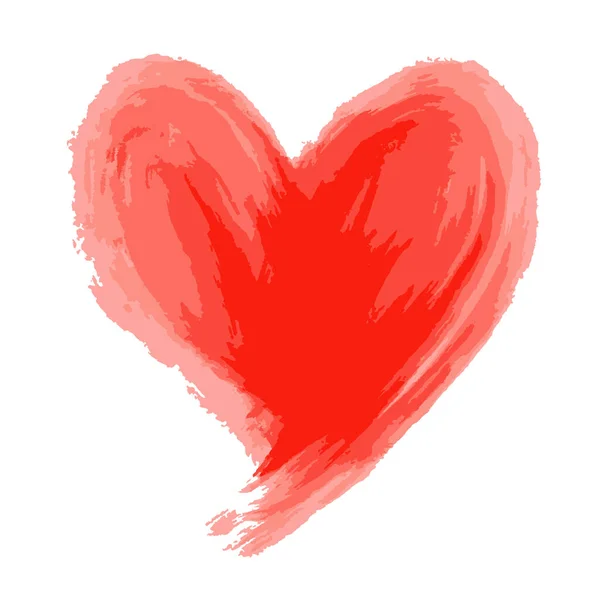 Ręcznie Malowane Czerwone Serce Element Projektowania Piękne Serce Grunge Ilustracja — Wektor stockowy