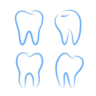 Diş çizgisi sanat simgesi seti. Diş bakımı konsepti. Vektör illüstrasyonu.