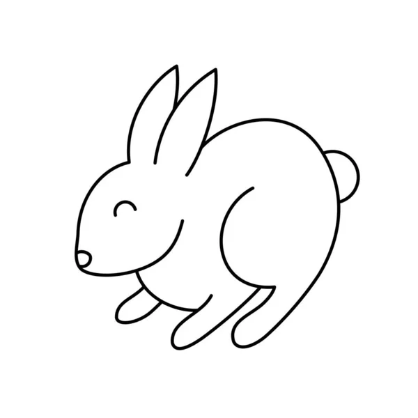 Rabbit Line Art Cute Cartoon Hare Outline Icon Design Vector — Stock Vector