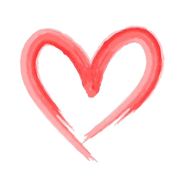 Акварельний Пензлик Малює Червоне Серце Текстурований День Валентинки Знак Ілюстрація — стоковий вектор