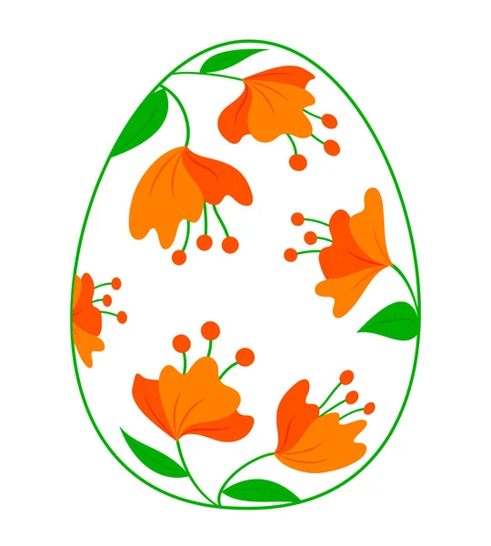 Osterei Mit Blumenmuster Frohe Ostern Vektorillustration — Stockvektor