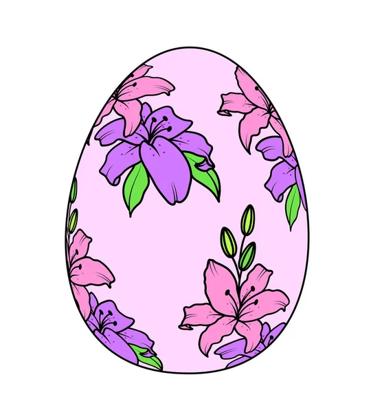 Osterei Mit Lilienmuster Frohe Ostern Vektorillustration — Stockvektor