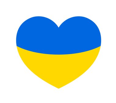Kalp şeklindeki Ukrayna bayrağı. Vektör çizimi. soyut tasarım ögesi.